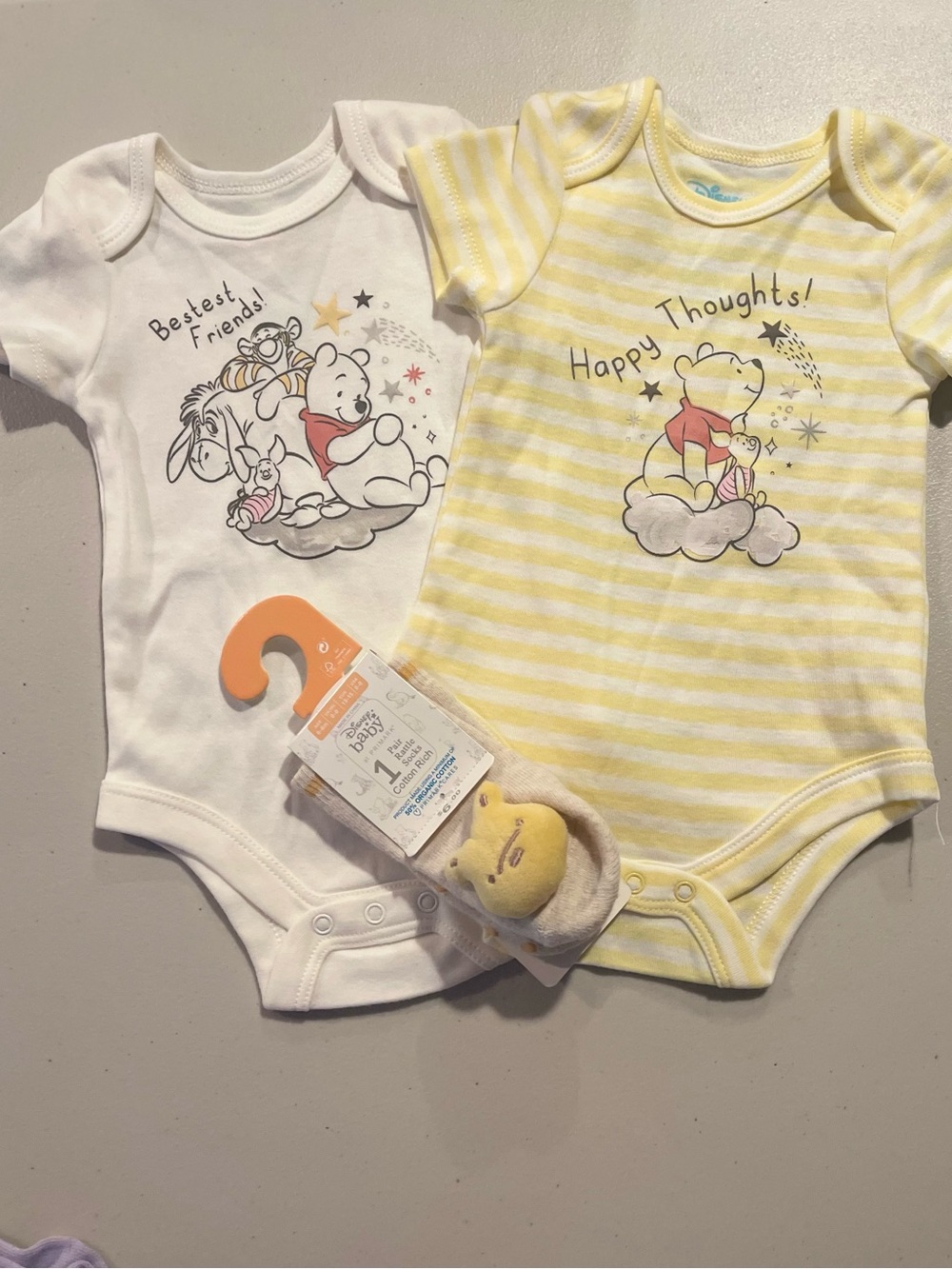 Disney Winnie the Pooh Baby One-Piece Bodysuits - Yellow & White
